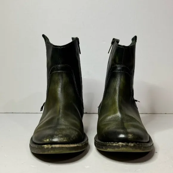 Pikolinos Green Leather Ankle Zip Boots Womens Size 37