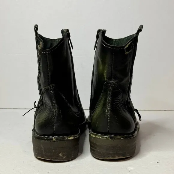 Pikolinos Green Leather Ankle Zip Boots Womens Size 37