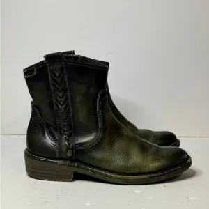 Pikolinos Green Leather Ankle Zip Boots Womens Size 37