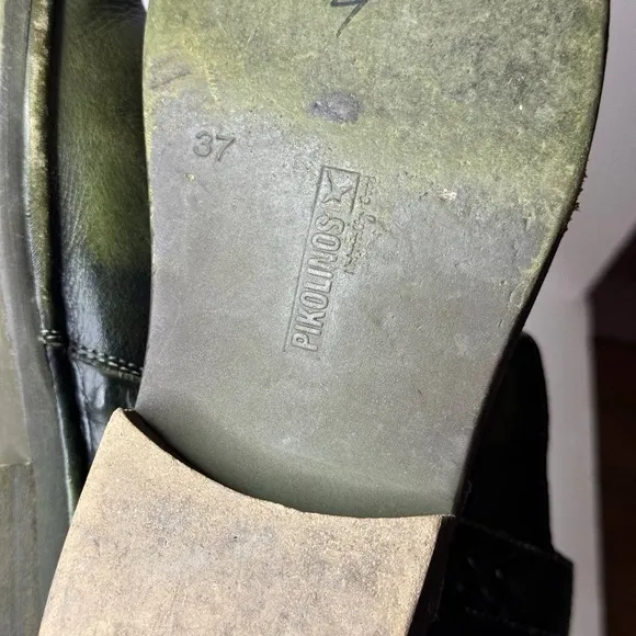 Pikolinos Green Leather Ankle Zip Boots Womens Size 37