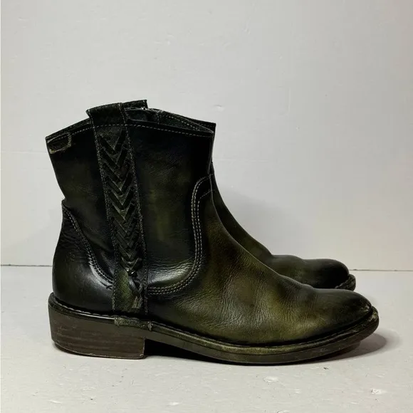 Pikolinos Green Leather Ankle Zip Boots Womens Size 37