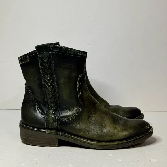 Pikolinos Green Leather Ankle Zip Boots Womens Size 37