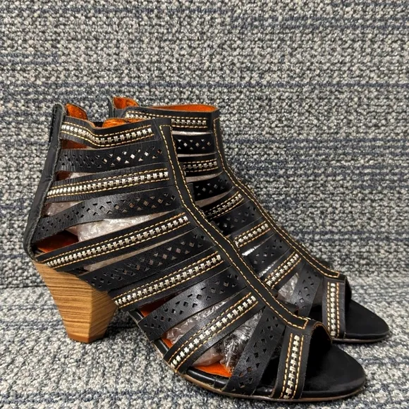 Pikolinos Java Leather Heeled Gladiator Sandals Size 38