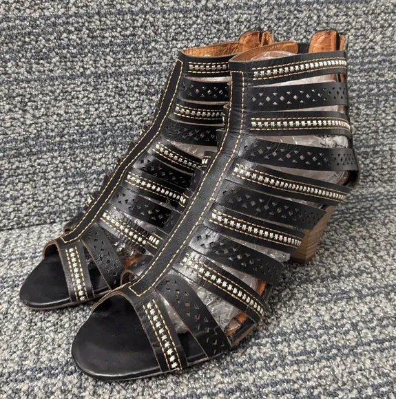 Pikolinos Java Leather Heeled Gladiator Sandals Size 38