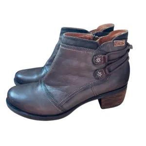 Pikolinos Le Mans Leather Ankle Booties Zip Up In Brown/Green Women’s Size 40