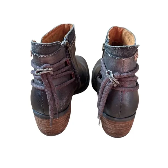 Pikolinos Le Mans Leather Ankle Booties Zip Up In Brown/Green Women’s Size 40