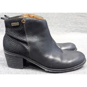PIKOLINOS Womens Boots - Black, Ankle, Side Zip, Leather/Suede, Size 37 (US 6.5)