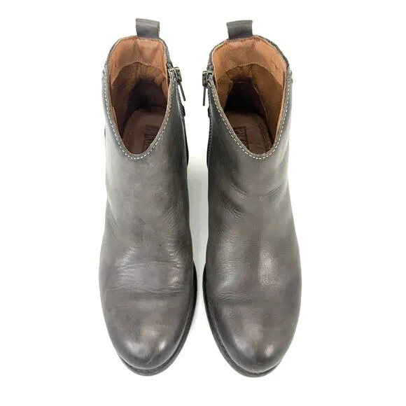 PIKOLINOS Women's EU 39 Leather Gray Side Zip Ankle Mid Block Heel Boots
