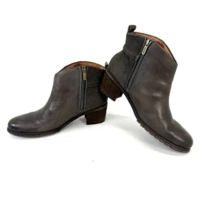 PIKOLINOS Women's EU 39 Leather Gray Side Zip Ankle Mid Block Heel Boots