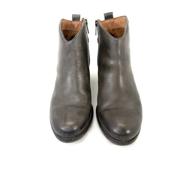 PIKOLINOS Women's EU 39 Leather Gray Side Zip Ankle Mid Block Heel Boots