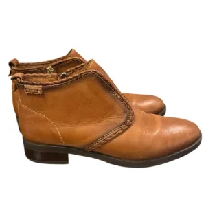 Pikolinos Women's Tan Leather Ankle Boots Size 38 EU Side Zip