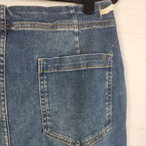 Pilcro The Leni Mid-Rise Hemp Blend Tapered Barrel Jeans Emmett Wash 29 Tall