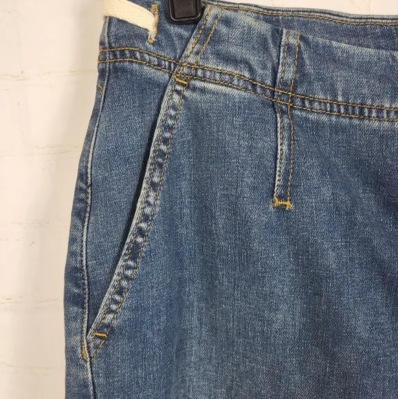 Pilcro The Leni Mid-Rise Hemp Blend Tapered Barrel Jeans Emmett Wash 29 Tall