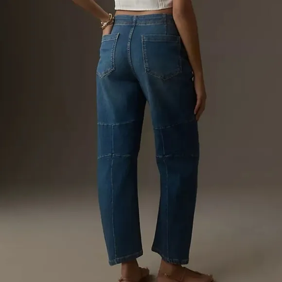 Pilcro The Leni Mid-Rise Hemp Blend Tapered Barrel Jeans Emmett Wash 29 Tall