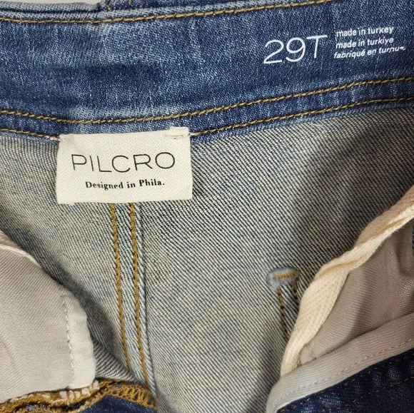 Pilcro The Leni Mid-Rise Hemp Blend Tapered Barrel Jeans Emmett Wash 29 Tall