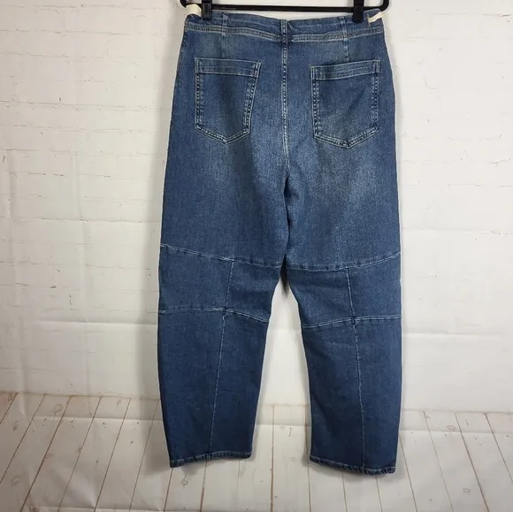 Pilcro The Leni Mid-Rise Hemp Blend Tapered Barrel Jeans Emmett Wash 29 Tall