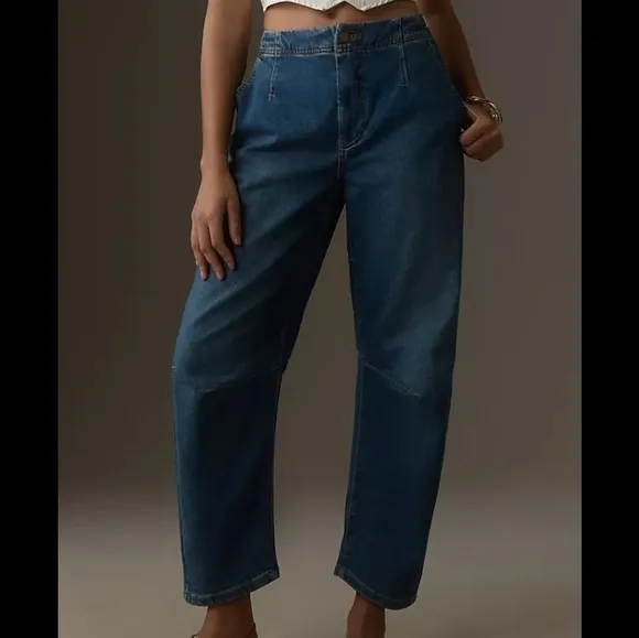 Pilcro The Leni Mid-Rise Hemp Blend Tapered Barrel Jeans Emmett Wash 29 Tall