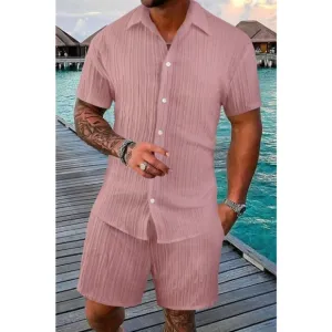 Pink Short Sleeve Shirt and Shorts Set