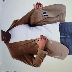 PJ PAUL JONES tan knit blazer suit jacket sport coat 2 button unlined Med New …
