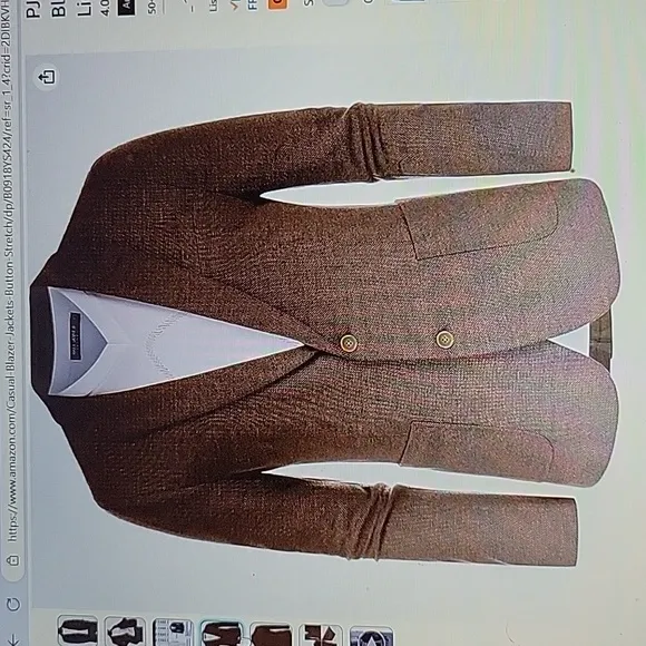 PJ PAUL JONES tan knit blazer suit jacket sport coat 2 button unlined Med New …