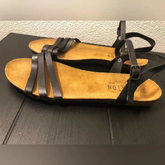 Plakton Black LEATHER Women's Sandals size 11/41