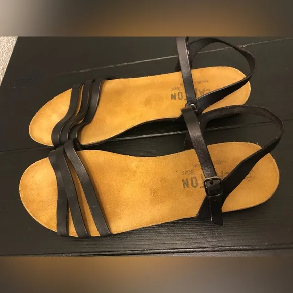 Plakton Black LEATHER Women's Sandals size 11/41
