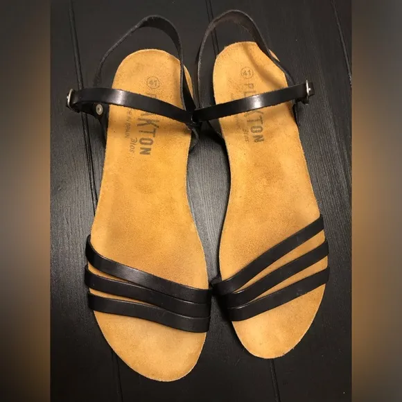 Plakton Black LEATHER Women's Sandals size 11/41