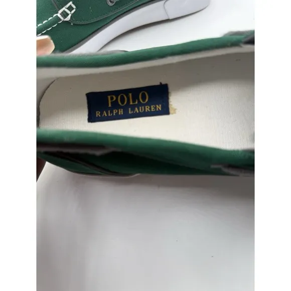 Polo Ralph Lauren Boat Shoes Canvas Loafers Green Casual Slip On 15D