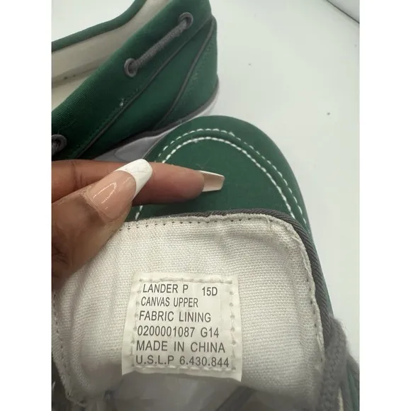 Polo Ralph Lauren Boat Shoes Canvas Loafers Green Casual Slip On 15D