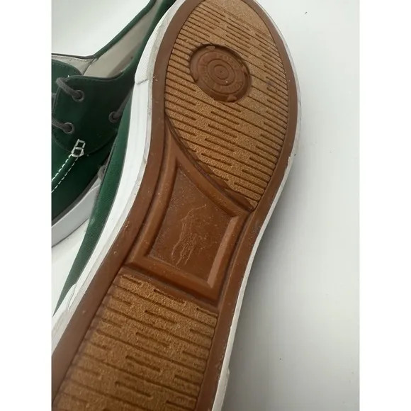 Polo Ralph Lauren Boat Shoes Canvas Loafers Green Casual Slip On 15D