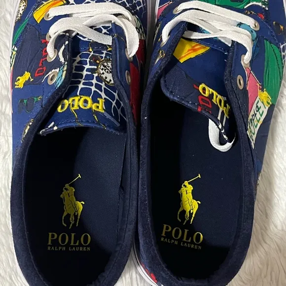 Polo Ralph Lauren Faxon X canvas print multicolor loafers size 10.5