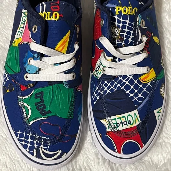 Polo Ralph Lauren Faxon X canvas print multicolor loafers size 10.5