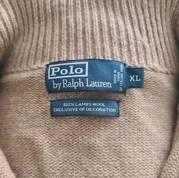 Polo Ralph Lauren Men's 100% Lambswool 1/4 Zip Pullover Size: XL