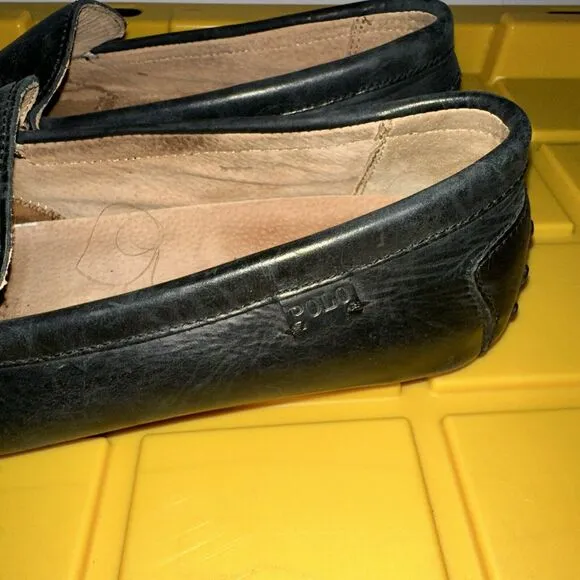 Polo Ralph Lauren Men’s Driving Loafers Shoes 11D Woodley Black Leather Slip On