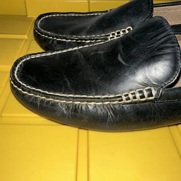 Polo Ralph Lauren Men’s Driving Loafers Shoes 11D Woodley Black Leather Slip On