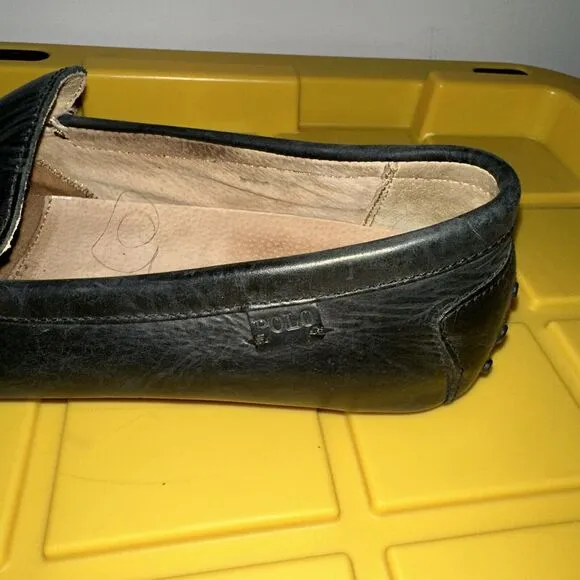 Polo Ralph Lauren Men’s Driving Loafers Shoes 11D Woodley Black Leather Slip On