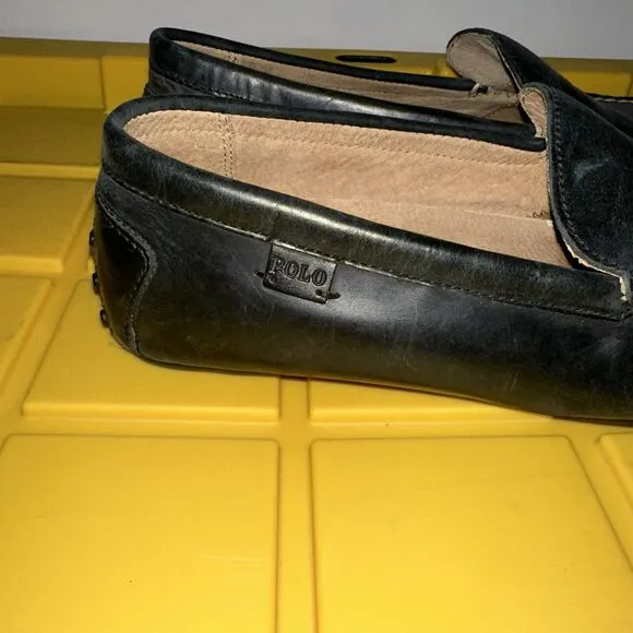 Polo Ralph Lauren Men’s Driving Loafers Shoes 11D Woodley Black Leather Slip On