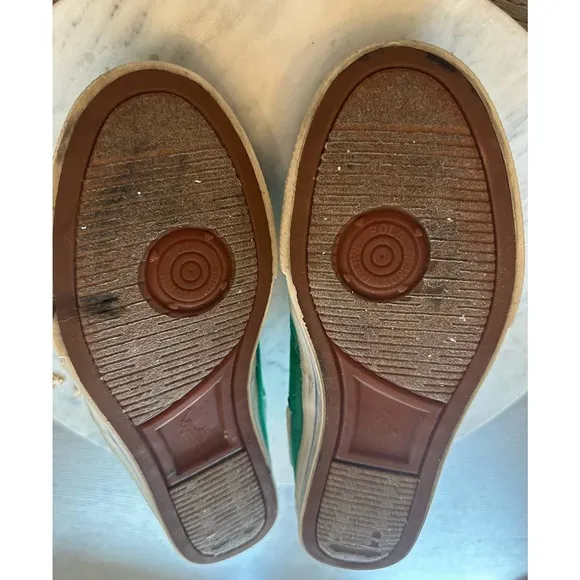 Polo Ralph Lauren. Mens Size 10D Green Lace-up Canvas Loafers