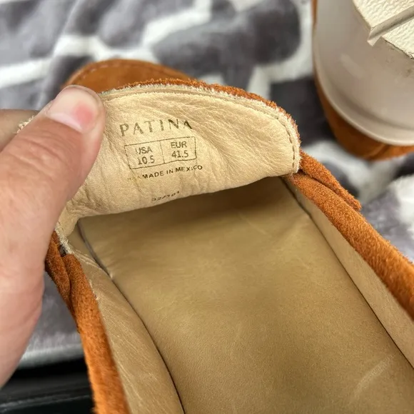 Portland leather Co Patina chunky Zoe Penny loafers in fawn suede size 10.5