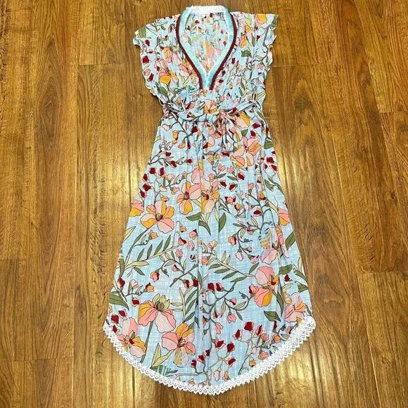 Poupette St Barth Sky Jonquille Sasha Midi Dress XS