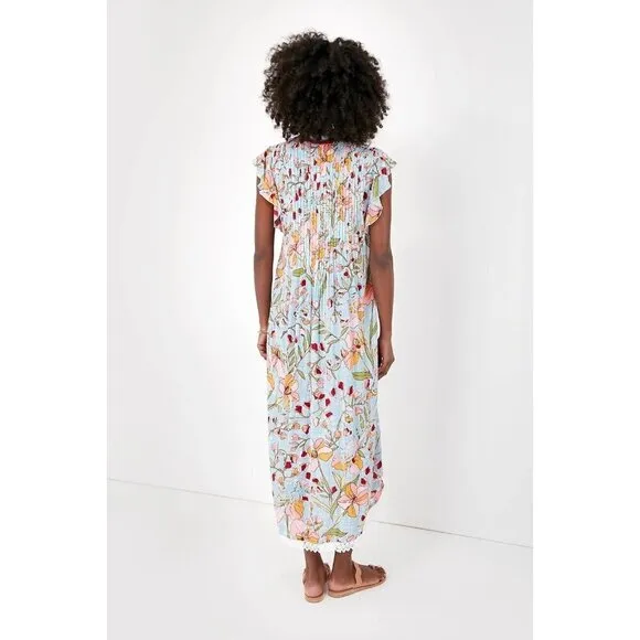 Poupette St Barth Sky Jonquille Sasha Midi Dress XS