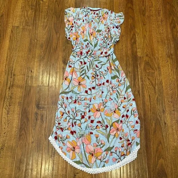 Poupette St Barth Sky Jonquille Sasha Midi Dress XS