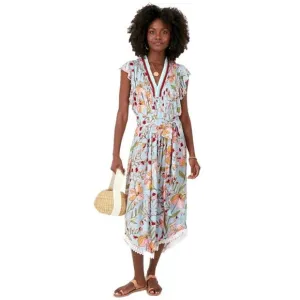 Poupette St Barth Sky Jonquille Sasha Midi Dress XS