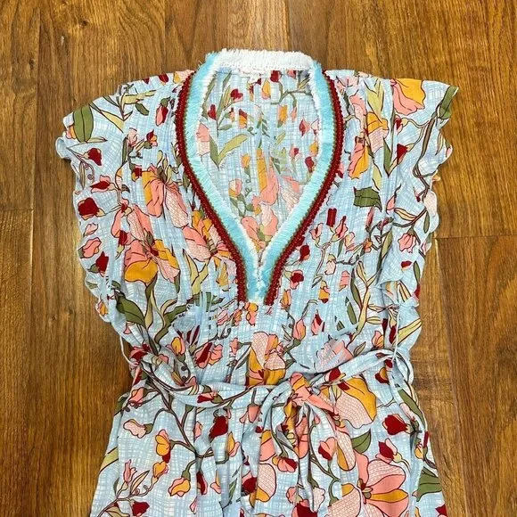 Poupette St Barth Sky Jonquille Sasha Midi Dress XS