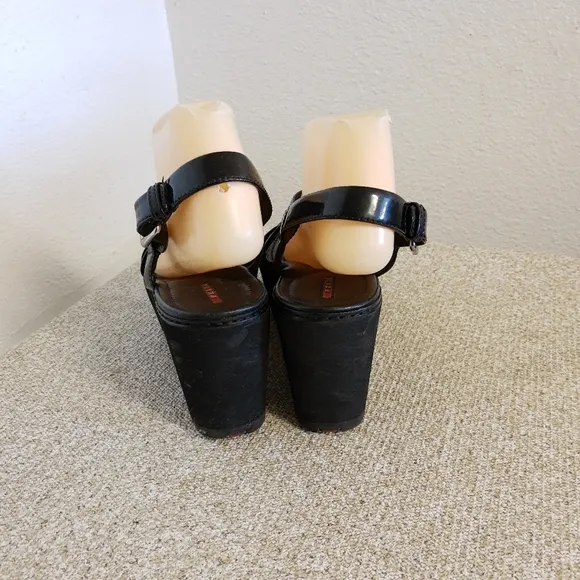 Prada Black Patent Leather Platform Sandals