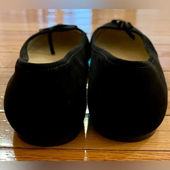 Prada Black Vero Cuoio Suede Ballet Flats Bow Made In Italy Women’s Size 40