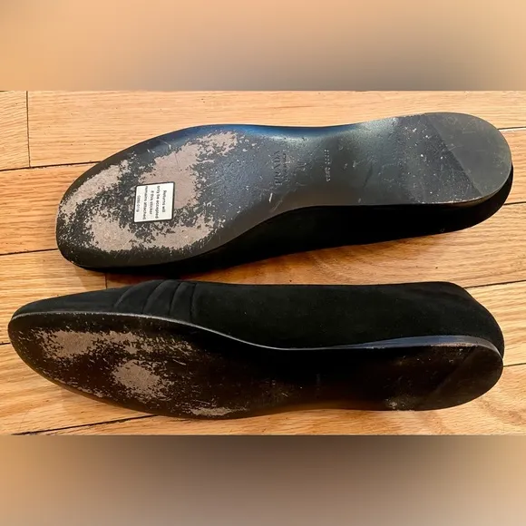 Prada Black Vero Cuoio Suede Ballet Flats Bow Made In Italy Women’s Size 40