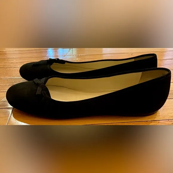 Prada Black Vero Cuoio Suede Ballet Flats Bow Made In Italy Women’s Size 40