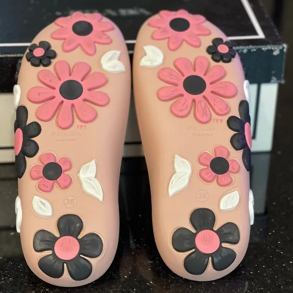 Prada Flower Rubber Pool Slides
