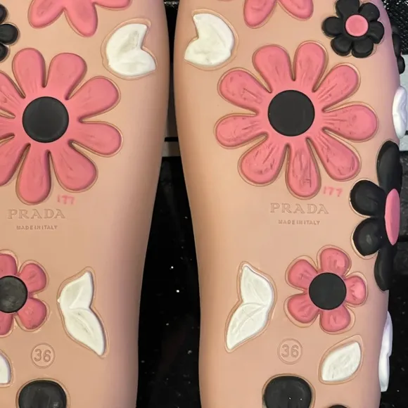 Prada Flower Rubber Pool Slides